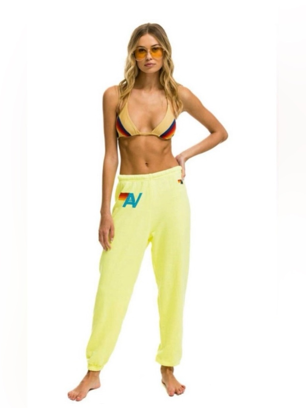 Aviator Nation Logo Sweatpants - Neon Yellow XS